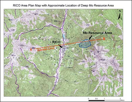 plan view map of the Silver Creek Molybdenum deposit